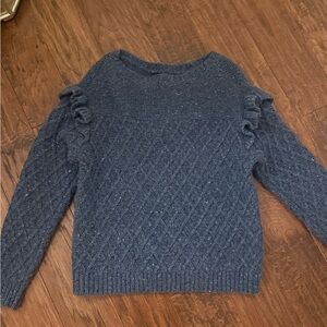 Rebecca Taylor Navy Sweater with Ruffle Accents